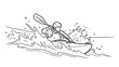 © Maureen - Dynamic line art of kayaker navigating whitewater rapids