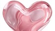 © mila103 - A heart shaped piece made of pink glass sits on a plain background. The object has smooth edges and appears polished reflecting light. The overall look is simple and clean.