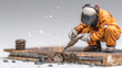 © hakarie - Welder fixing a cracked metal plate with sparks, repair and maintenance