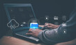 © krungchingpixs - Digital file management and cloud storage concept. Secure document transfer, data organization, and online backup technology. Business workflow, information system and modern data sharing solution.