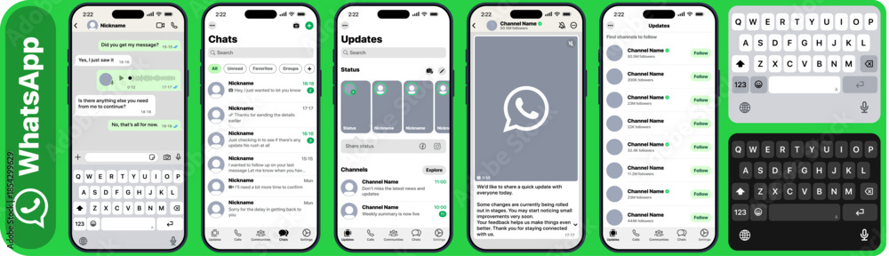 WhatsApp 2026 iOS mobile interface displaying chat bubbles chats list ...