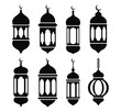 © Md Bishal - Ramadan lantern black silhouettes set traditional islamic symbol vector illustration