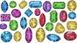 © Fazora - Colorful gems assorted shapes isolated on transparent background
