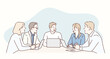 © autumnn - Business people having a group discussion. Original vector illustration drawn by hand.