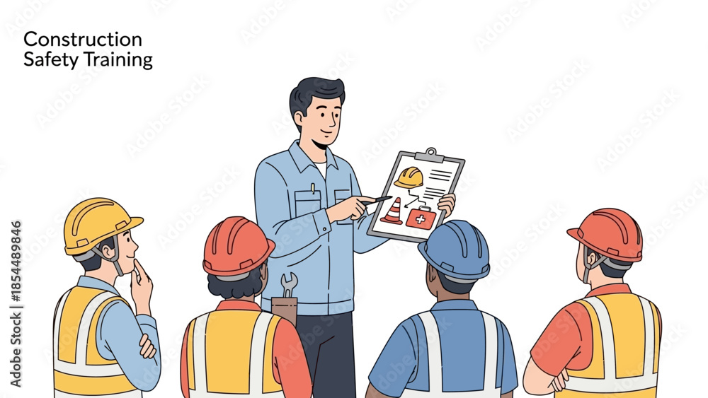 Construction Safety Training Program: Instructor Teaches Workers ...