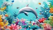 © riyan k_ - Dolphin swimming in colorful coral reef underwater