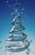 © lotus_studio - Crystal Spiral Christmas Tree Underwater With Bubbles, Star Topper, And Oceanic Blue Glow