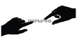 © ArtBySalea07 - Two hands reaching towards each other connecting with braille dots a striking silhouette