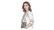 © Stock Image Paradise - Illustration of a confident woman standing with her hands in her pockets, viewed from the side, in a clean and minimalist environment