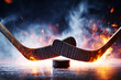 © Anoo - Two hockey sticks with a puck face off against flames and lightning, creating a powerful action scene filled with energy and motion
