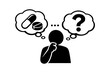© 4Max - Person contemplating between medication options and uncertainty with a question mark