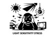 © 4Max - Person suffering from light sensitivity stress with various light sources causing discomfort
