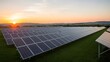 © shamima - Solar panel array at sunset in a rural setting