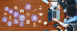 © InfiniteFlow - Online pharmacy icons showing medicine, healthcare, prescription and medical services with digital pharmacy, online drugstore, telemedicine and modern pharmaceutical solutions. Entice