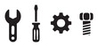© BraveSpirit - Wrench screwdriver gear bolt icons representing essential mechanical tools and engineering components for repair, maintenance, and industrial settings.