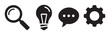 © BraveSpirit - Magnifying glass, light bulb, speech bubble, and gear icons symbolize essential elements for business strategy, problem-solving, and effective communication.
