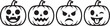 © AR  - Halloween pumpkin faces set with spooky expressions hand drawn black and white illustration for festive decor