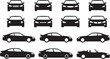© Emongrapic - Automobile silhouette collection featuring front and side car views