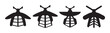 © BraveSpirit - Four stylized insect icons with abstract designs and antennae are arranged in a horizontal row, representing various forms of flying creatures.
