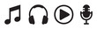 © BraveSpirit - Music audio media sound entertainment icons representing various digital content and communication concepts for modern applications and user interfaces.
