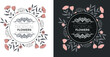 © Botanical VectorPlus - Elegant tropical flowers vector badge design with ornamental circle frame on light and dark background.