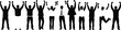 © MdMoksad - Collection of black silhouettes of happy people and business workers celebrating success with arms raised isolated on white background together.