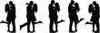 © MdMoksad - Collection of black silhouettes of romantic couples hugging and kissing in various poses isolated on white background for valentine day