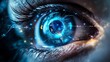 © Harry - A futuristic close-up of a human eye with a blue circuit design and digital elements in the iris