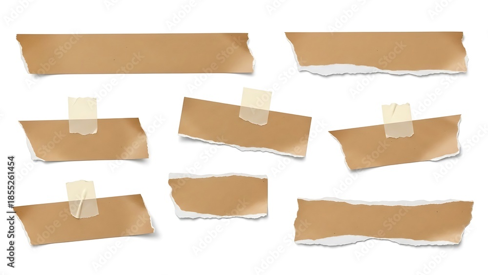 set of various pieces of masking tape isolated on a white background.
