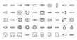 © PixeloAI - Computer hardware and electronics line icon set. Vector pictograms of usb cable, power outlet, ethernet port, memory card, and audio jack, thin outline illustration.