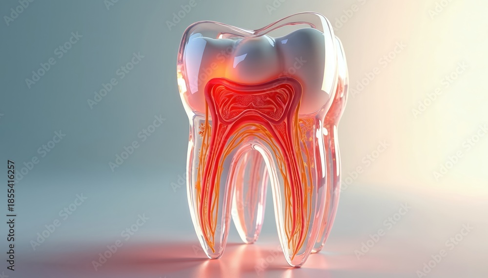 Nerve From Rct Tooth Transparent tooth model displays internal anatomy including nerves ...