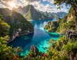 © Irta - A breathtaking coastal vista featuring lush green islands, clear turquoise waters, and boats, bathed in bright sunlight