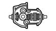 © Fandi Comp - Mechanical Gearbox Diagram with Interconnected Gears.