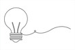 © MdRuman - Light bulb continuous one line art drawing. Single line electricity lamp design vector art illustration