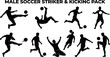 © godsfavoritearts - Male soccer player kicking and action silhouettes vector illustration