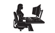 © Pure Collection - Businesswoman working diligently at modern office desk with dual monitors