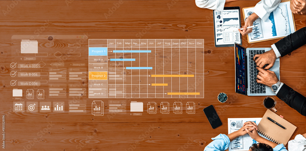 Project tracking system with Gantt chart and workflow elements for ...