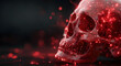 © Daniel - Red digital skull composed of circuit board elements on a dark background with flowing data. Cybercrime, hacking, and data security concept.