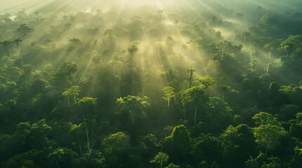  Sumatran Tropical Rainforest Landscape, Dense Green Jungle Ecosystem with Lush Vegetation and Rich Biodiversity in Indonesia