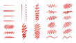 © MARS - Dynamic red marker strokes, lines, and scribbles are featured in this hand-drawn artistic set vector