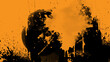 © Daedal - orange and black abstract grunge splatter texture with dramatic ink splash drips and distressed halloween overlay background