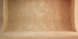 © Shiharu - AI GENERATED: Warm earthy minimalist studio background with rough stucco plaster walls and visible trowel marks for organic product placement