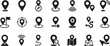 © Md.Ataullah - Flat location icon set vector with GPS pin, map and navigation symbols for travel apps and geolocation.