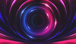 © MiaStendal - Neon circle with smoke effect. Abstract technology futuristic circles with glowing blue and pink light lines and speed motion blur on a dark blue background.