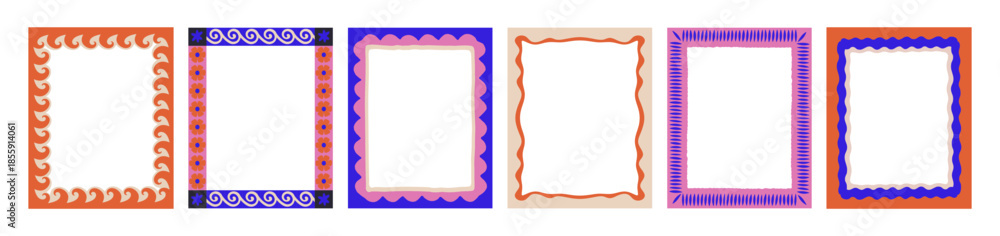 Vector set of hand drawn cut out style frames and borders - abstract design elements for wedding, birthday party invitations, greeting cards, prints