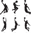 © silhouette stock  - Dynamic basketball player silhouettes in various action poses