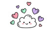 © Jannat - Sweet cloud and Hearts: A cute cartoon cloud accompanied by hearts, this image depicts affection, love and care, creating a cheerful mood.