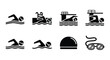 © Begum - Black and white icons depicting various aquatic sports and related equipment