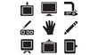 © Zamin - Various electronic devices and tools are displayed in a grid pattern on a white background.