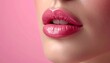 © Muhammad - A close-up, studio shot of glossy, pink lips with a hint of moisture, showcasing a healthy, natural pout